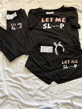 LET ME SLEEP Women's Black 3 piece Sleep Set